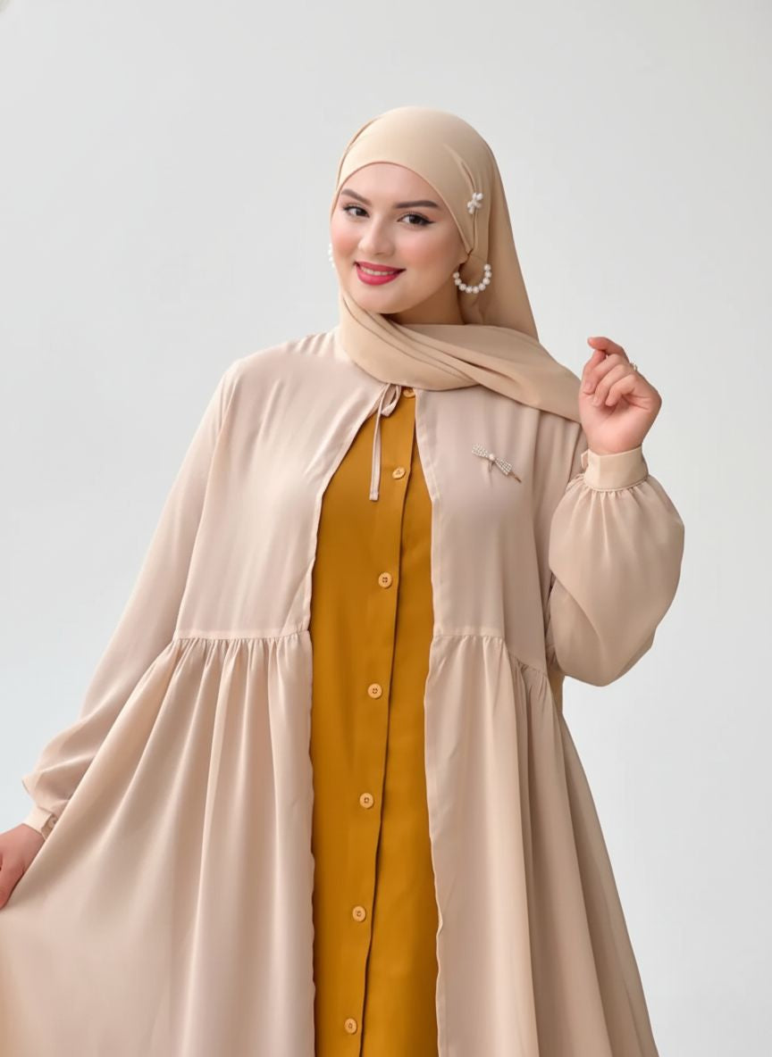 عباية يمامة أصفر خردلي/بيج