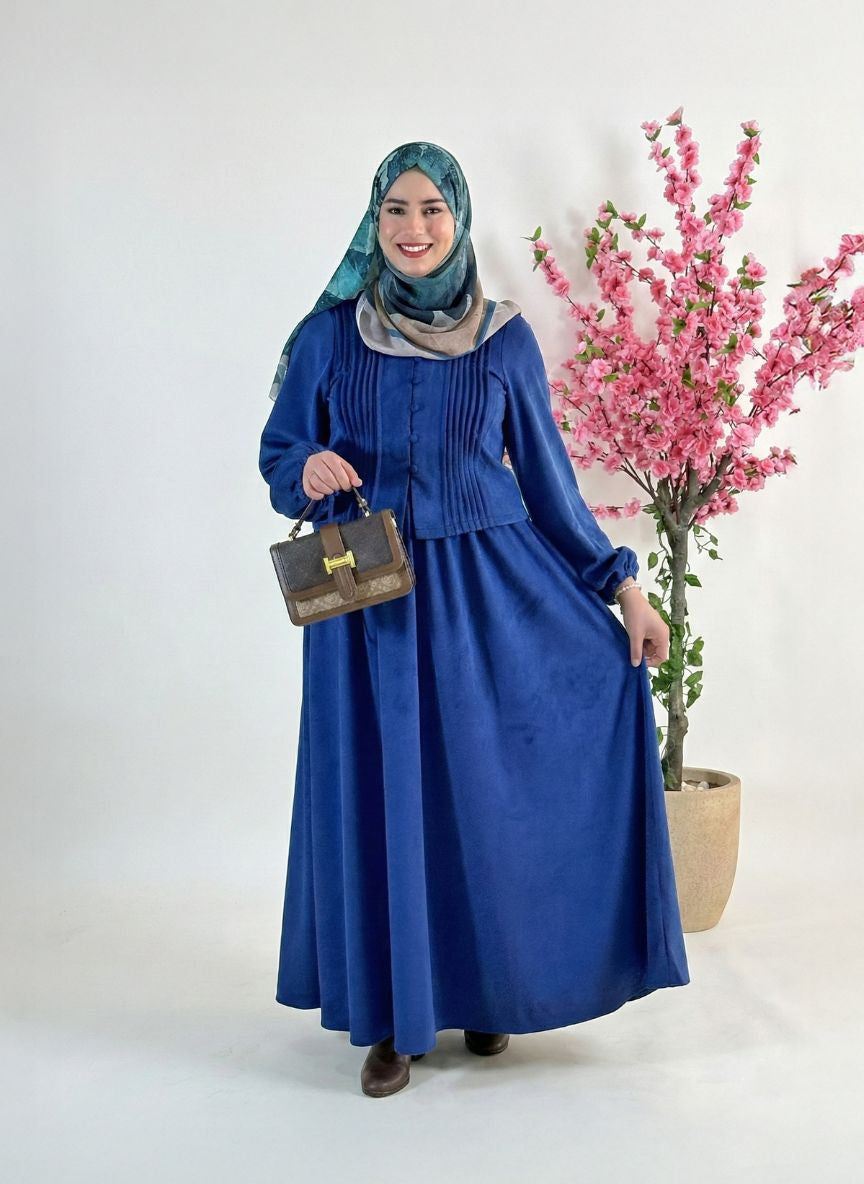 طقم نوران أزرق ملكي