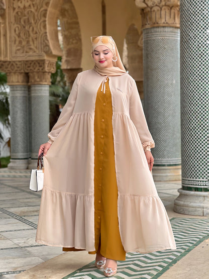 ABAYA YAMAMA Moutarde/Beige