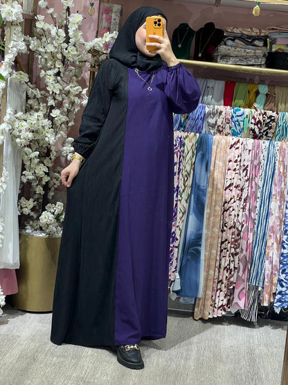 ABAYA BAHAR Mauve Noir