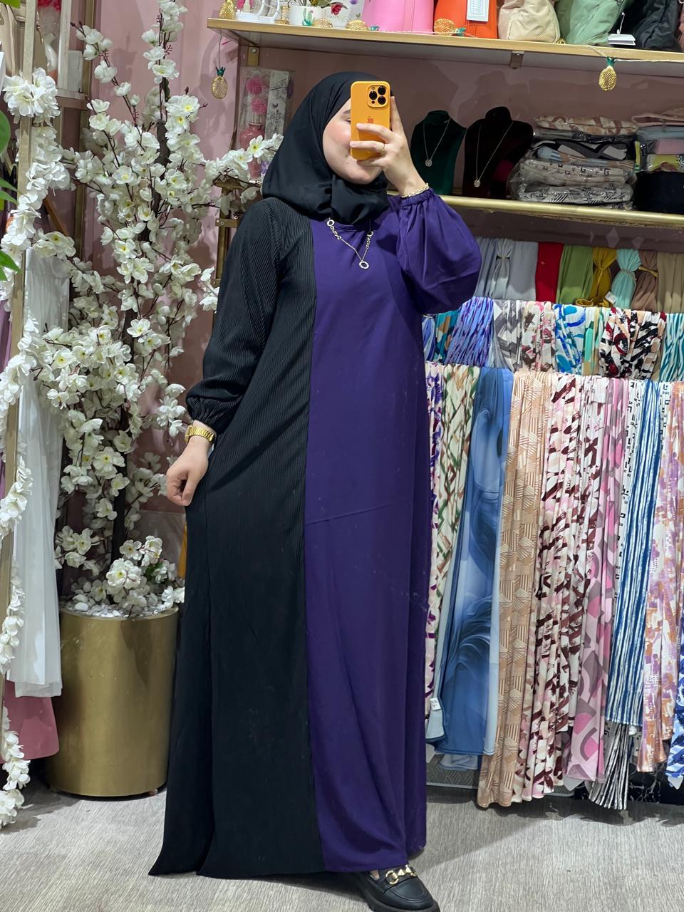 ABAYA BAHAR Mauve Noir